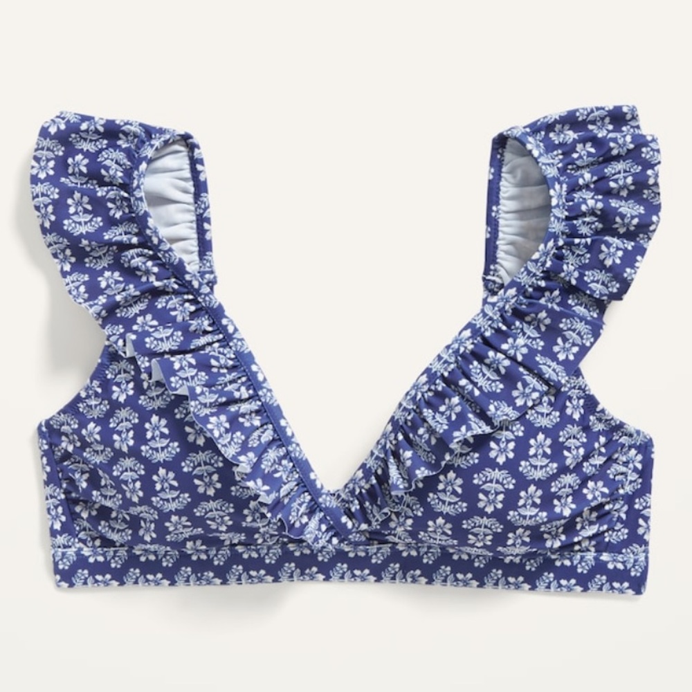 Old Navy blue ruffle bathing suit top